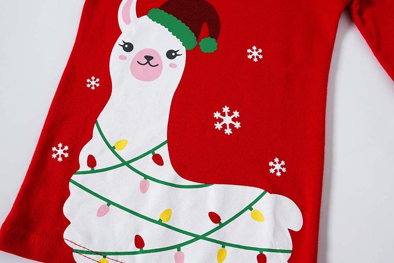 KikizYe Christmas Llama Ugly Little Boys Girls Long Sleeve Pajamas Cotton Red Xmas Jammies Toddler Size 2T - Image 3